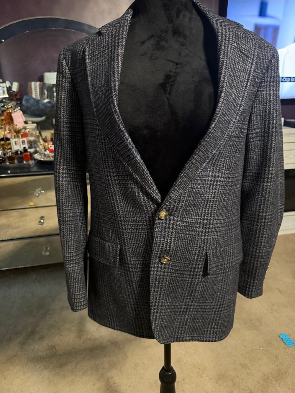 Belk Palm Beach Men's Grey Glen Plaid Blazer - Classic Tailored Fit